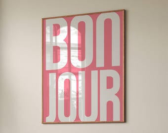 Bonjour French Typography Print: Trendy Scandi Wall Art (Digital Download)