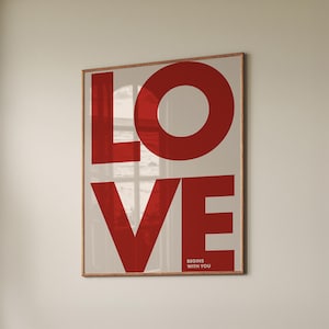 Red Love Print: Modern Typography Wall Art (Digital Poster)
