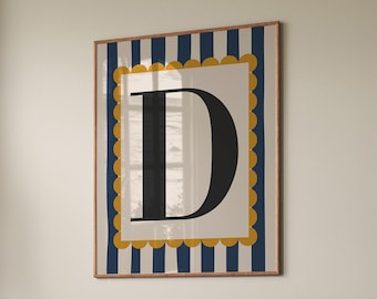 Letter D Print: Personalized Alphabet Art, Trendy Home Decor (Digital Download)