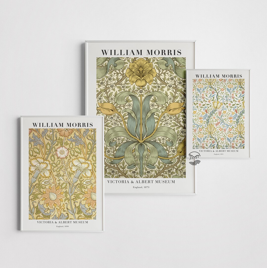 William Morris Gallery Wall Set of 3 Prints, Floral Motif, Botanical ...