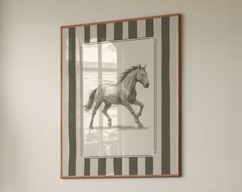 Vintage Watercolor Horse Print: Rustic Farmhouse Wall Art (Digital Download