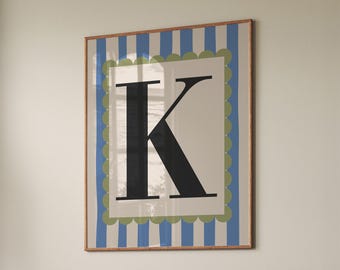 Custom Initial Letter Print: Colorful Alphabet Nursery Decor (Instant Download