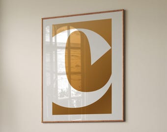 Impresión de la letra C dorada: Tipografía minimalista moderna (Descarga digital)
