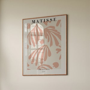 Vintage Pink Flower Poster, Matisse Gallery Wall Art, Botanical Museum Printable Poster, Matisse Vintage Cut-Out Wall Art, Digital Download