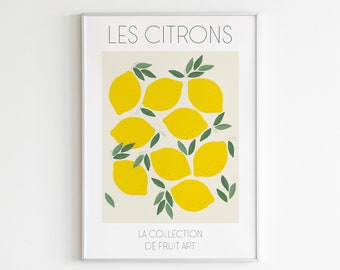 Lemon Print: Retro French Food Art Poster (Digital Download)