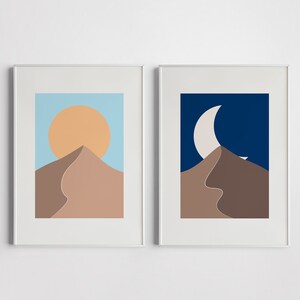 Desert Landscape Prints Set: Boho Minimalist Wall Art (Digital Download)