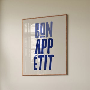 Bon Appetit Poster, French Quote Art Print,  Maximalist Kitchen Wall Decor, Retro Room Decor, Typography Wall Art Print, Digital Download