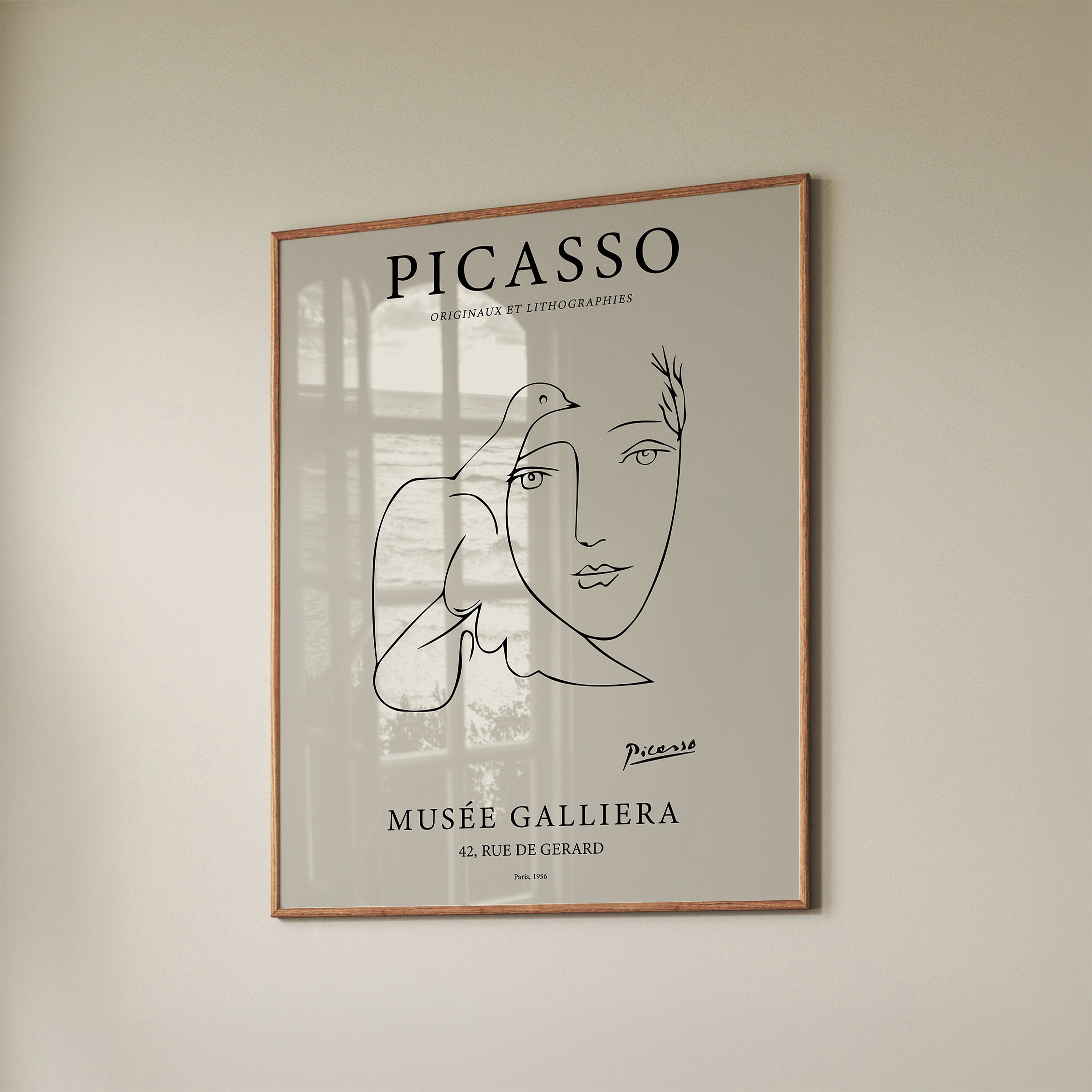 Picasso Dove Line Art Print: Abstract Woman Portrait (digital Art