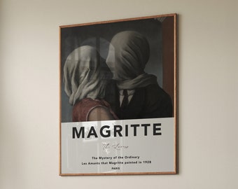 ルネ・マグリット「恋人たち」展ポスター：ヴィンテージ抽象芸術