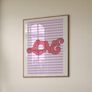 Love Art Print: Pink Retro Psychedelic Wall Decor (Digital Download)