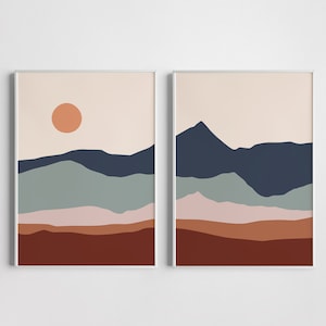 Abstract Mountain Landscape Art Print: Modern Minimalist Wall Decor (Digital Download)