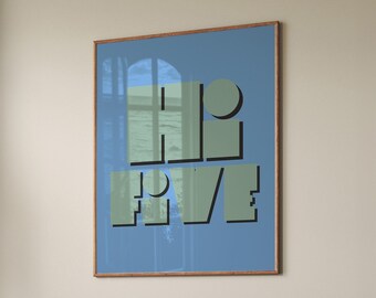 Poster retrò Hi Five: arte murale audace e funky (download digitale)
