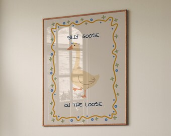 Goose Nursery Art Print: Whimsical Cottagecore Poster (Digital Download)