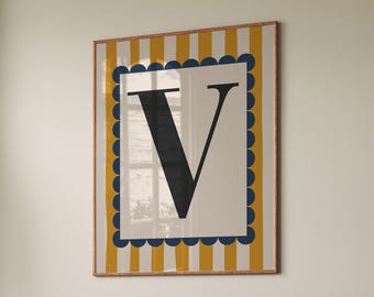 Pastel Letter V Print: Nursery Initial Monogram (Instant Download)