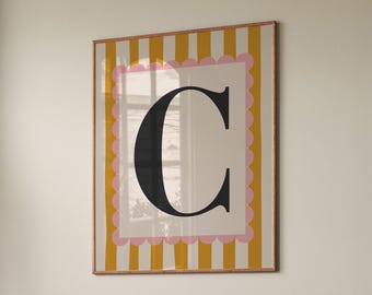 Letter C Print: Colorful Striped Nursery Wall Art (Digital Download)