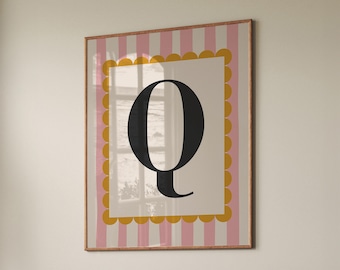 Vintage Letter Q Print: Minimalist Typography, Nursery Wall Art (Digital Download)