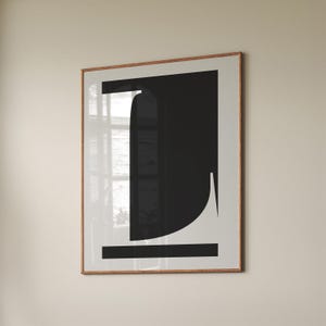 Litera L Art, Abstrakcyjny czarno-biały plakat, Minimalistyczna geometryczna sztuka ścienna, Nordycki projekt wydruku, Nowoczesna sztuka do salonu, Pobieranie cyfrowe