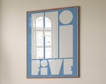 Hi Five Print: Arte tipografica geometrica (download digitale)