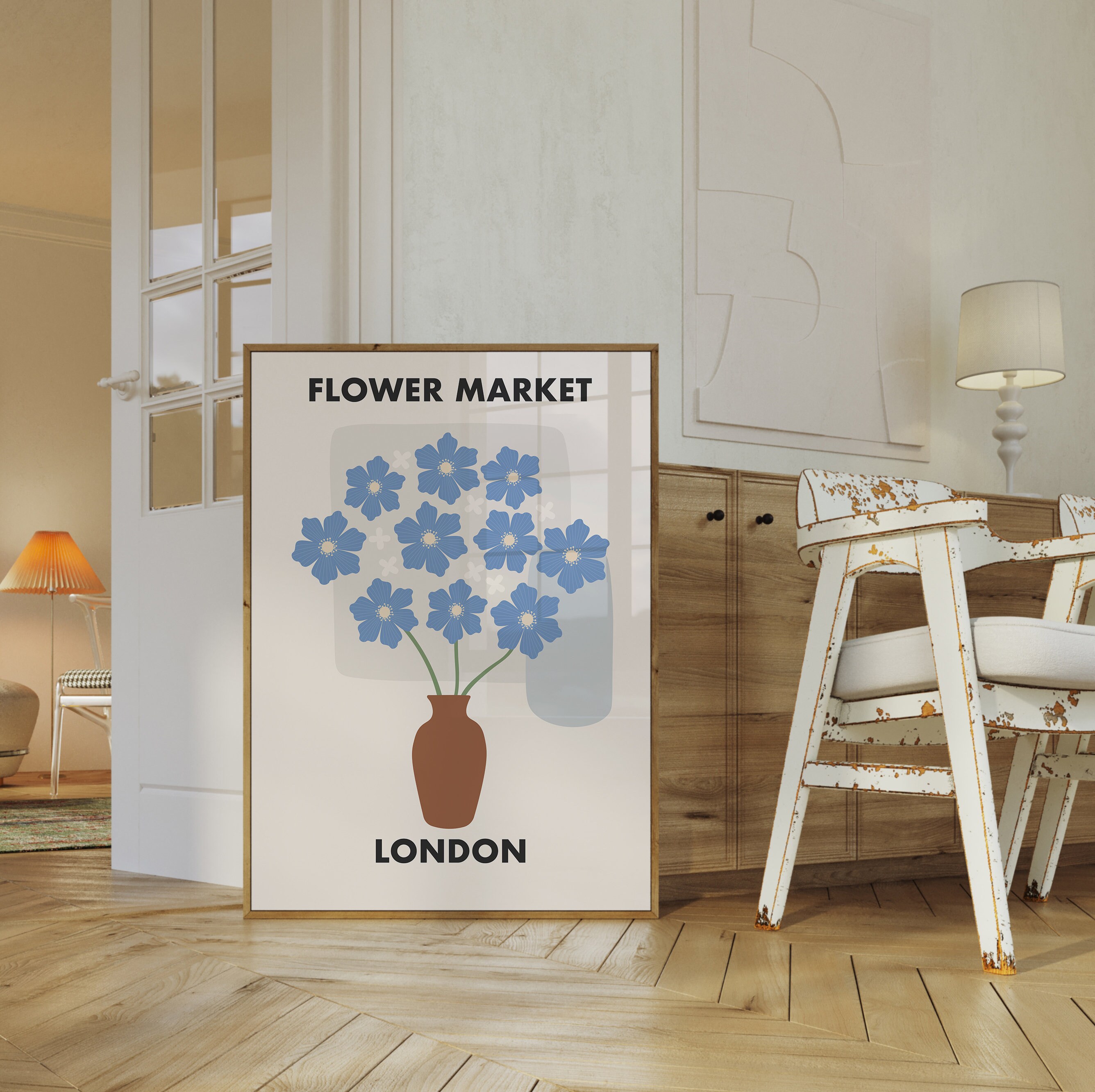 Flower Market London Print: Boho Floral Wall Art (digital Download) - Etsy