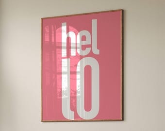 Hello Pink Typography Print: Girly Room Decor (Digital Download)