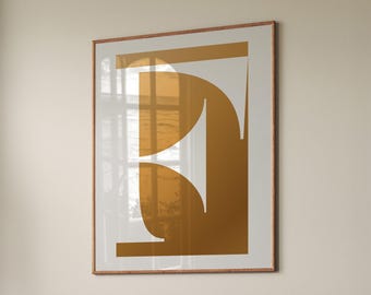 Impresión de la letra F dorada: Arte mural tipográfico moderno (descarga digital)