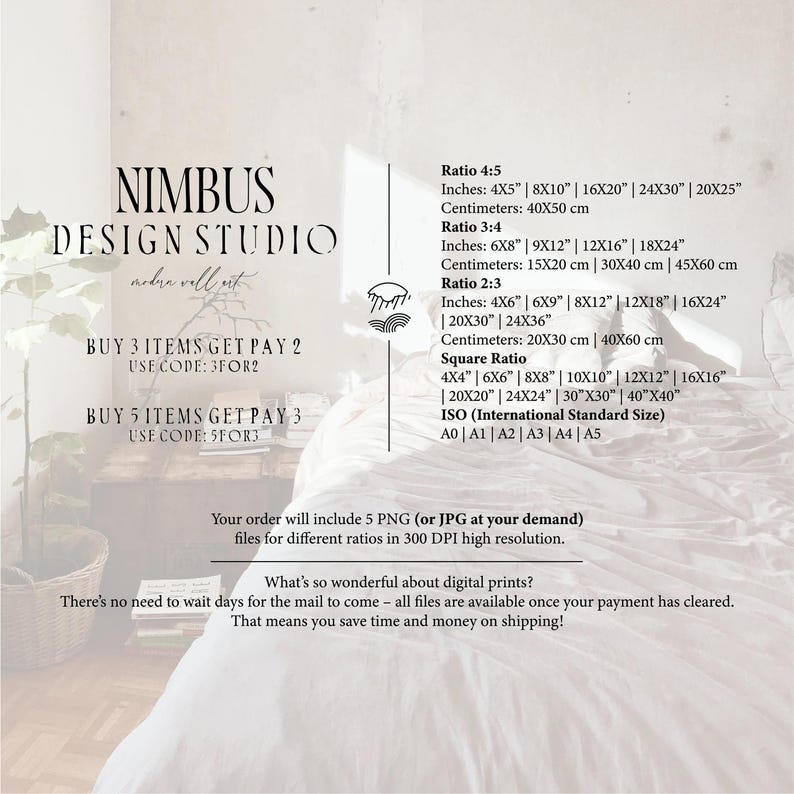 Pode incluir: Um design gr&aacute;fico branco e cinza com o texto "Nimbus Design Studio" e as palavras "Compre 3 itens, pague 2" e "Compre 5 itens, pague 3". O gr&aacute;fico tamb&eacute;m inclui uma lista de diferentes tamanhos de impress&atilde;o em polegadas e cent&iacute;metros, incluindo 4x5, 8x10, 16x20, 24x30, 20x25, 6x8, 9x12, 12x16, 18x24, 4x6, 6x9, 8x12, 12x18, 16x24, 20x30, 24x36, 4x4, 6x6, 8x8, 10x10, 12x12, 16x16, 20x20, 24x24, 30x30 e 40x40.