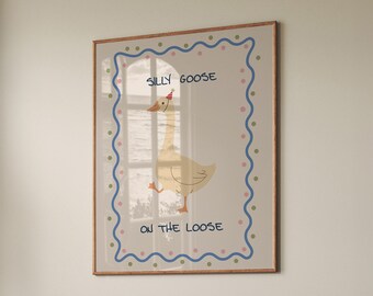 Goose Nursery Print: Retro Cottagecore Wall Art (Digital Download)
