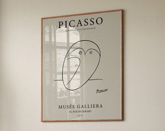Picasso Owl Print: One Line Drawing, Abstract Wall Art (Digital Download)