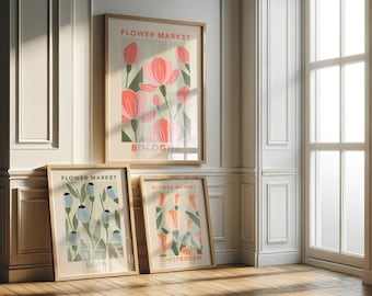 Set di stampe artistiche da parete Flower Market Gallery: stampe botaniche vintage (arte digitale)