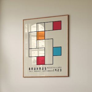 Bauhaus Exhibition Poster, Bauhaus Printable Art, Vintage Exhibition Poster, Retro Home Decor, Architecture Art, poster schwarz beige retro