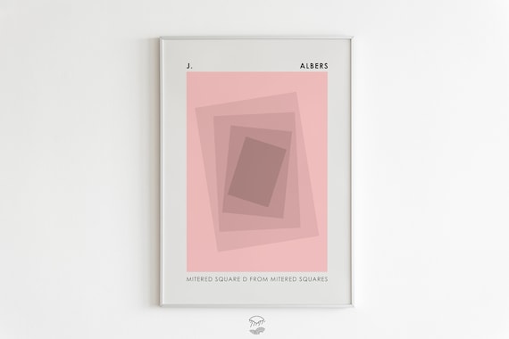 Josef Albers Poster, Pink Exhibition Printable Art, Mid