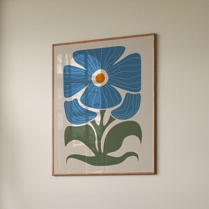 Impressão de arte botânica, arte de parede com flores azuis, impressão de arte de parede com flores vintage, pôster de mercado de flores, pôster de natureza, download digital