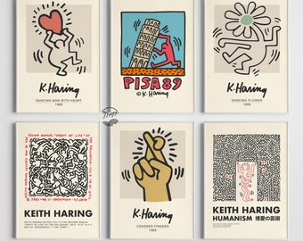 Keith Haring Gallery Wall Art Prints, Modern Minimalist (Digital Download)