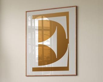 Impresión de la letra E dorada: Arte tipográfico moderno (Descarga digital)