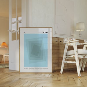 Josef Albers Poster, Light Blue Exhibition Printable Art, Mid Century Modern, Geometric - Retro Print, Vintage Wall Art, Digital Download