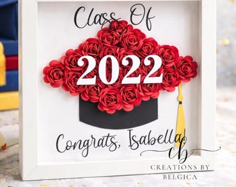 Personalized Paper Flower Graduation Shadow Box Gift