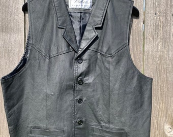 Vintage Leather Motorcycle Vest Mens 
