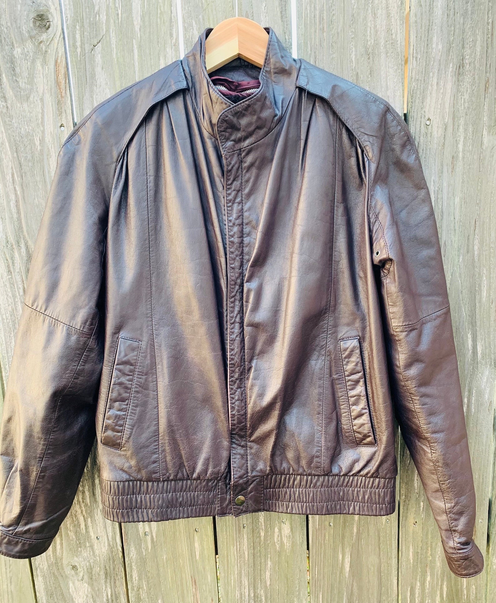 Bermans Leather Bomber Jacket size 38 Mens Vintage Jacket | Etsy