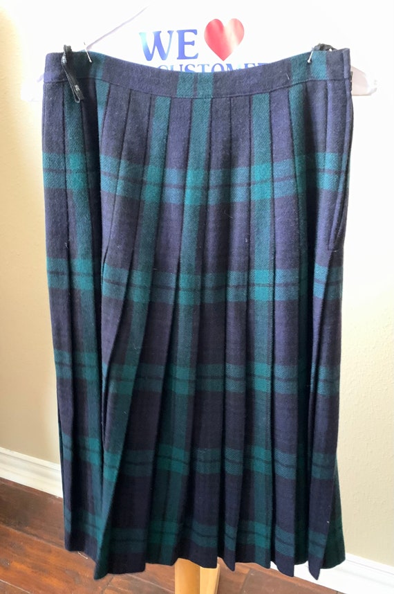 Reine Schurwoll Pure New Wool Plaid Pleated Skirt