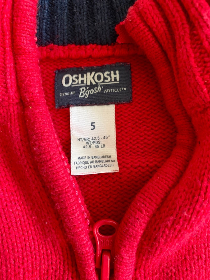Vintage Osh Kosh B\u2019Gosh kids half zip sweater size 5