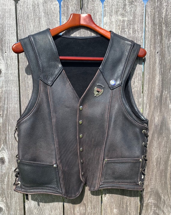 Vintage Mens Brown Leather Motorcycle Vest - Etsy