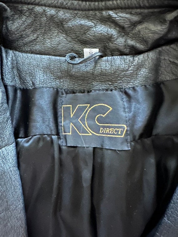 Vintage Long Black Leather Jacket by KC Direct - image 5