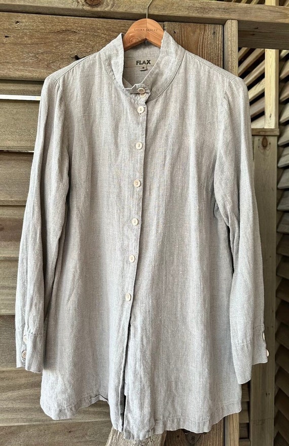 Vintage Light Brown FLAX Linen Shirt