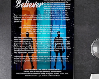 Believer Lyrics Etsy Believer Lyrics Etsy