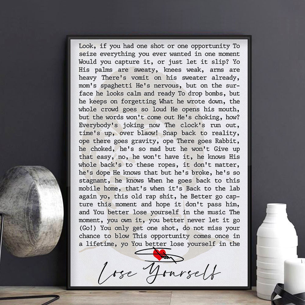 Eminem Lose Yourself Lyrics Poster 8 Mile Lyrics Canvas Etsy