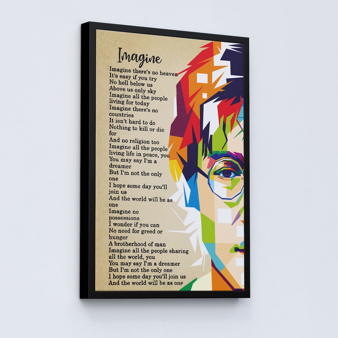 John Lennon Imagine Lyrics Poster Lyrics Canvas John Lennon Etsy
