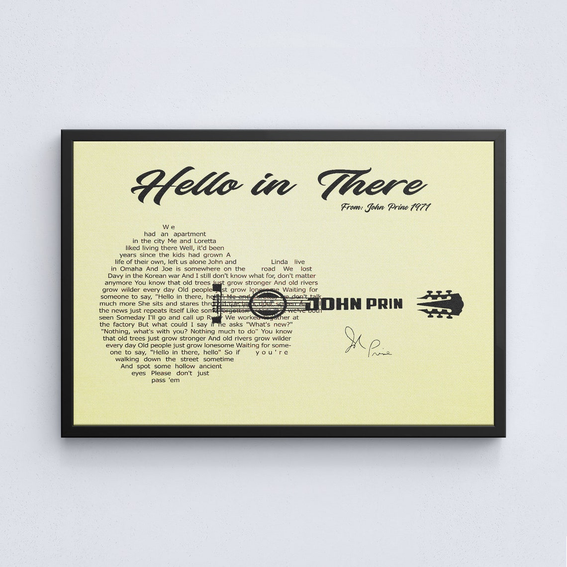 John prine hello in there lyrics poster lyrics print john etsy
