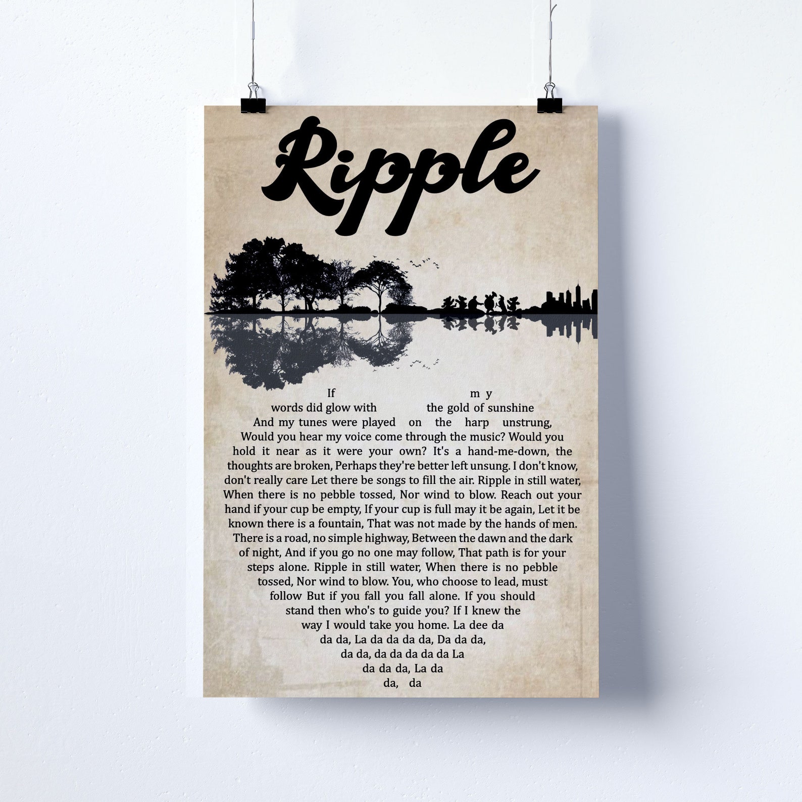 Grateful Dead Ripple Lyrics Poster American Beauty Ripple Etsy