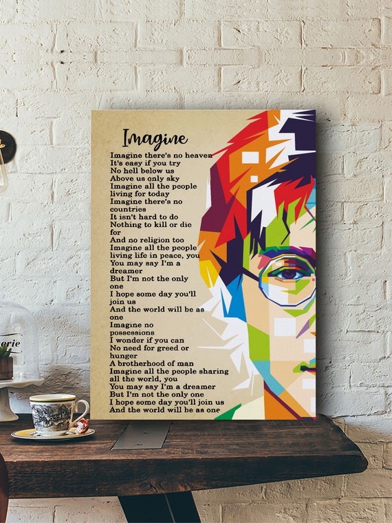 John Lennon Imagine Lyrics Poster Lyrics Canvas John Lennon Etsy