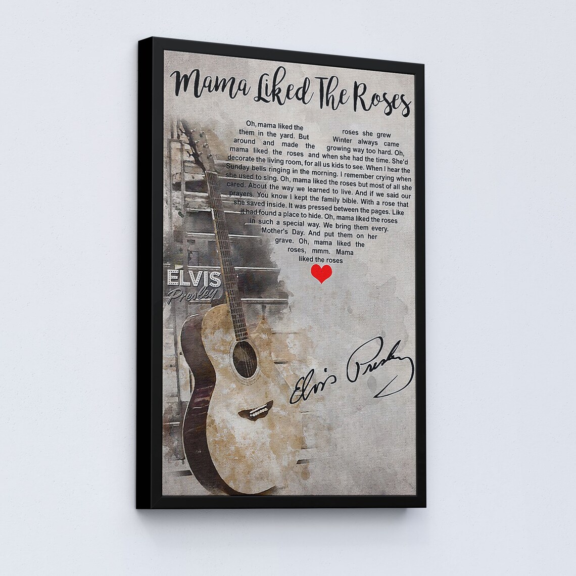 Elvis Presley Mama Liked The Roses Lyrics Poster From Elvis Etsy